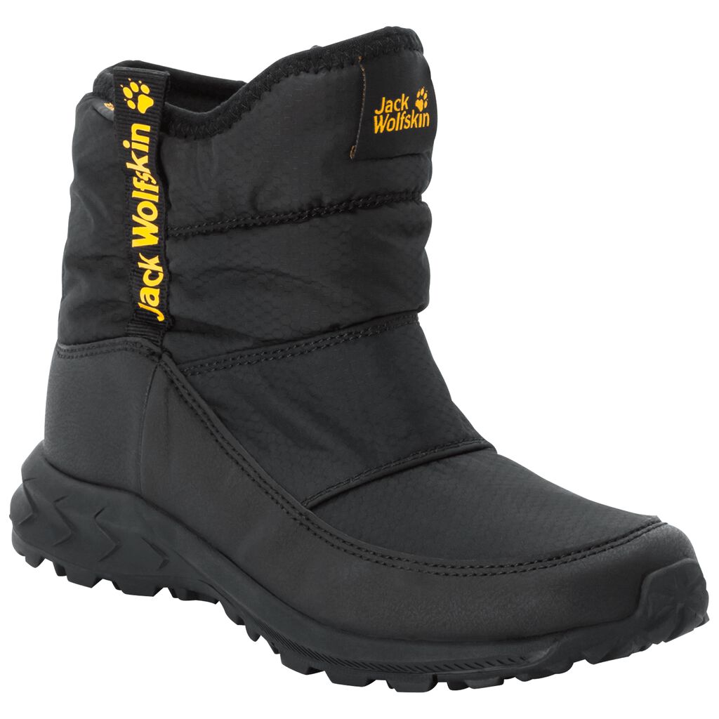 Jack Wolfskin WOODLAND TEXAPORE WT MID Chaussures Enfant Noir/Jaune - JRUGHVS-20